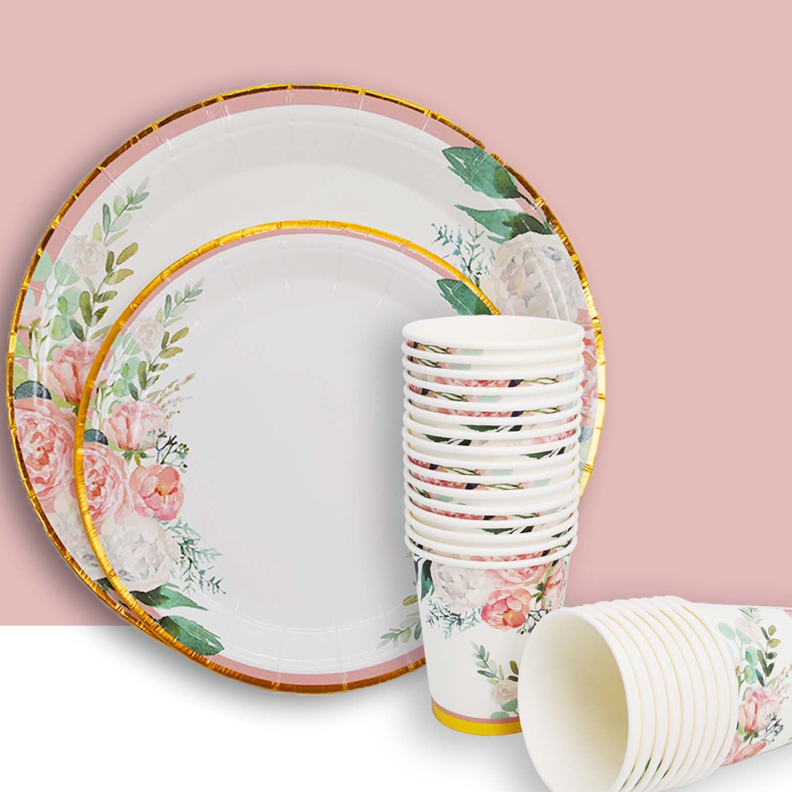 Boosolo floral party dinnerware set complete tableware for 24 guests.