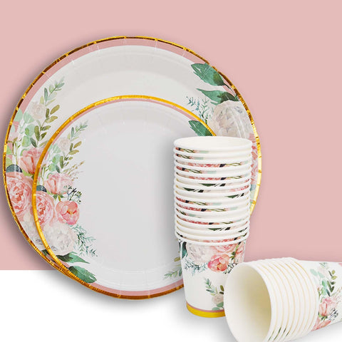 Boosolo floral party dinnerware set complete tableware for 24 guests.