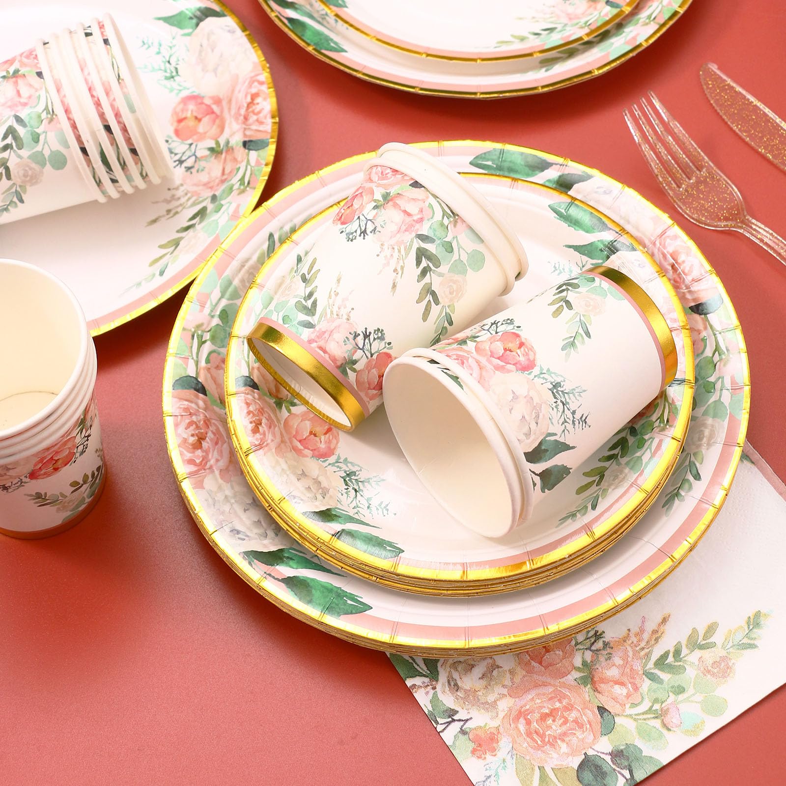 Boosolo floral party forks sturdy dining utensils for guests.