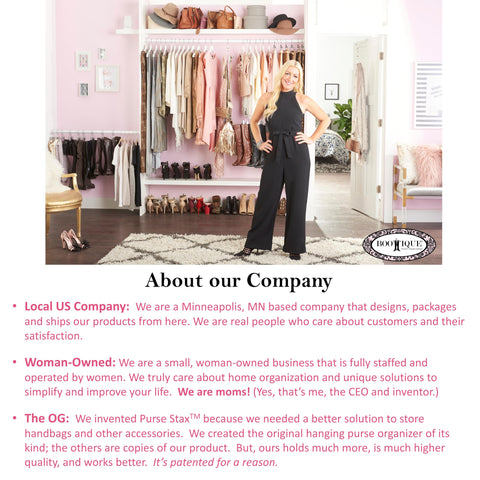 Rotating system lets you view each handbag at a glance.
