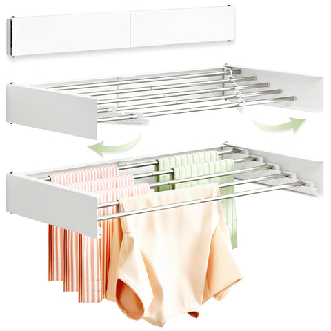 BOQORAD wall-mounted rack front view, slim, space-saving for compact laundry rooms