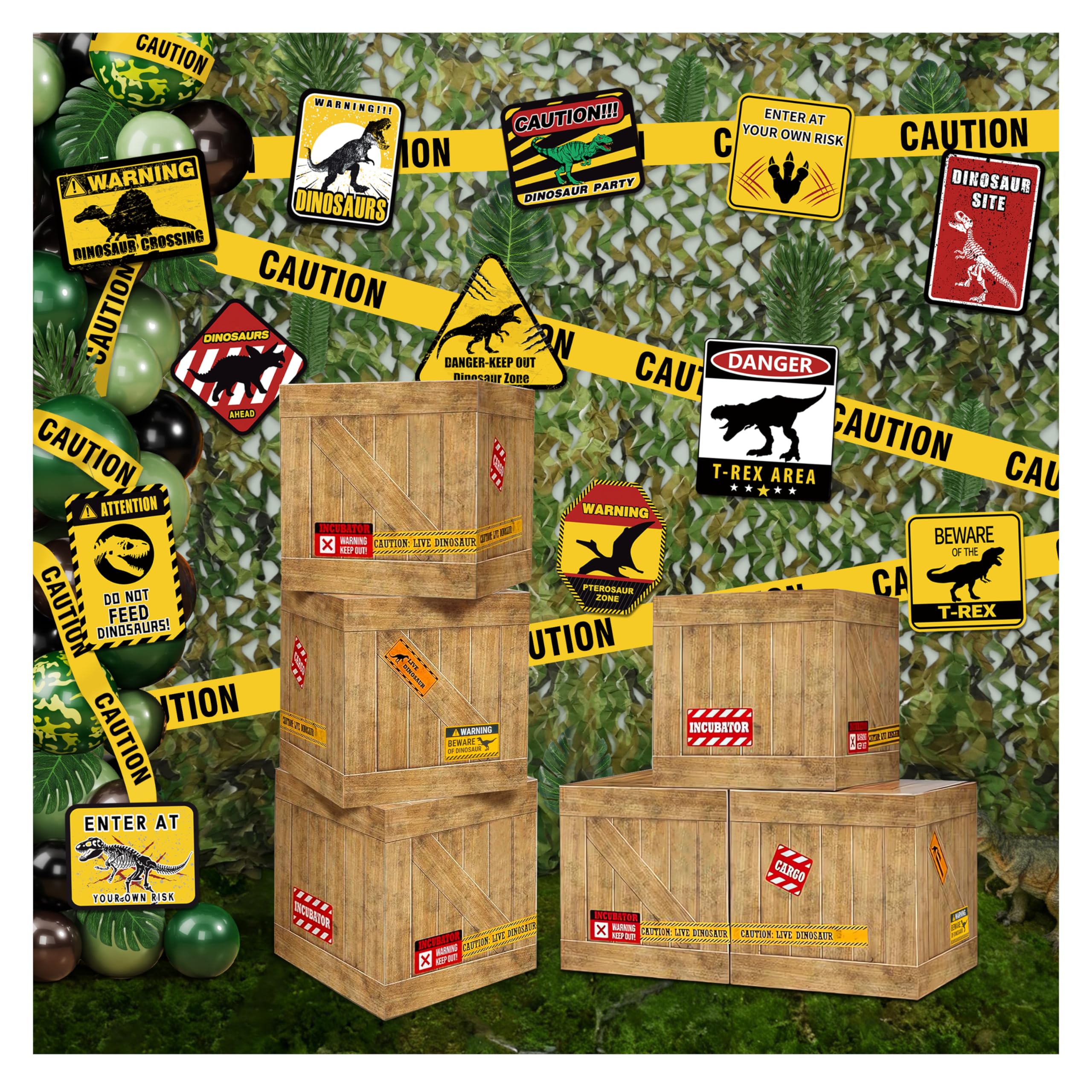 BORAMDO dinosaur party boxes assembly enhances quick, reusable decor.
