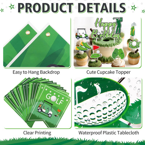 BORAMDO golf banner tablecloth highlights cohesive theme across dining and display areas.