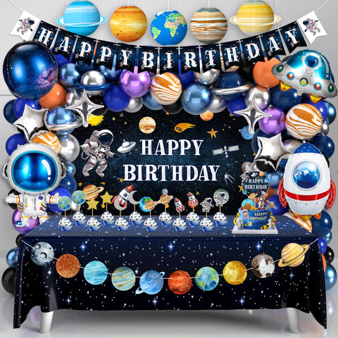 BORAMDO outer space banner backdrop for easy hanging at space party decor