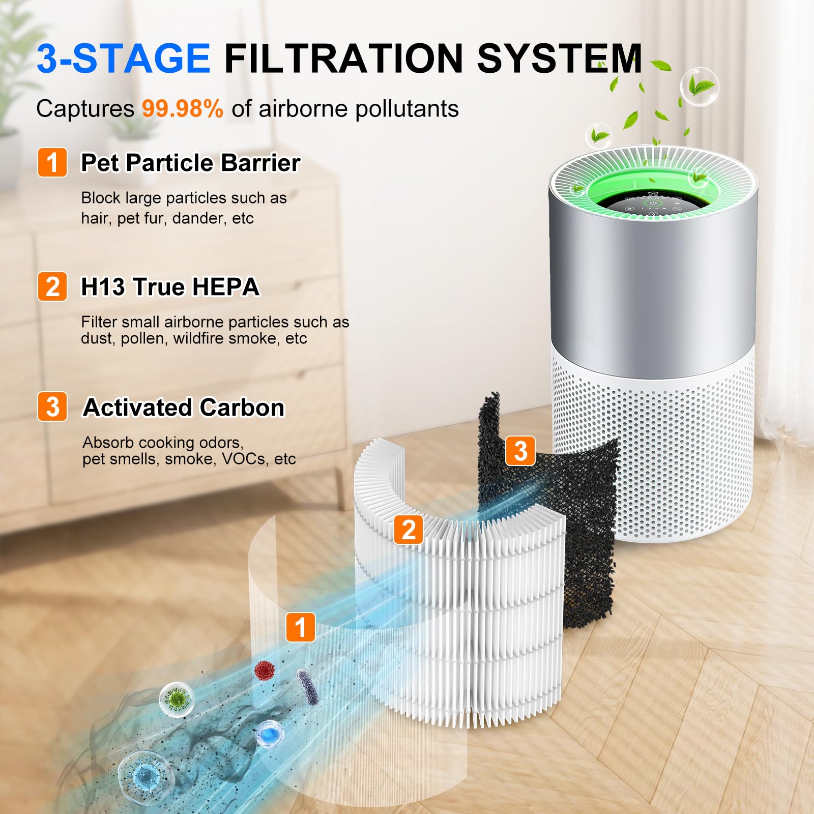 Borgodf true HEPA filter view showing particle capture for cleaner air.