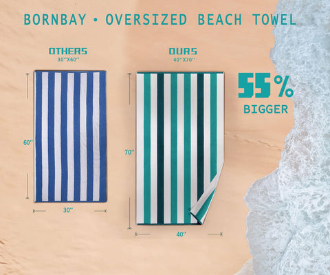 Bornbay extra-large towel with thick plush for lounging on sand or poolside chairs.