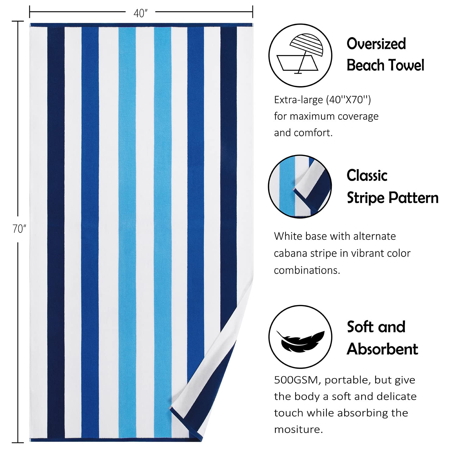 Bornbay multi-use towel for beach and bath, durable for travel days.