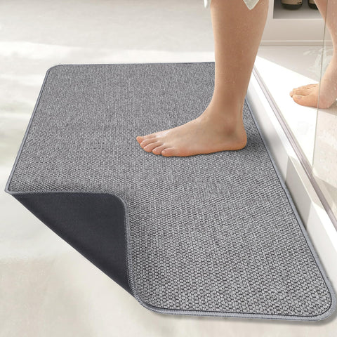 Bosap 15x23-inch grey bath mat adds a compact, soft touch.