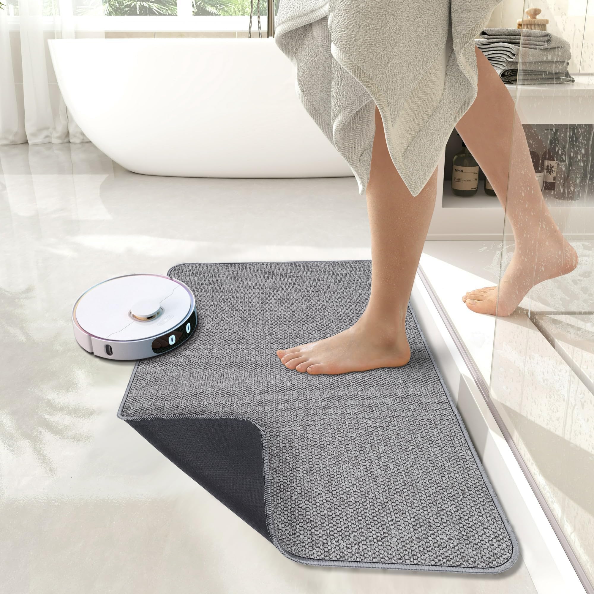 Bosap grey decor bath mat enhances bathroom aesthetics daily.