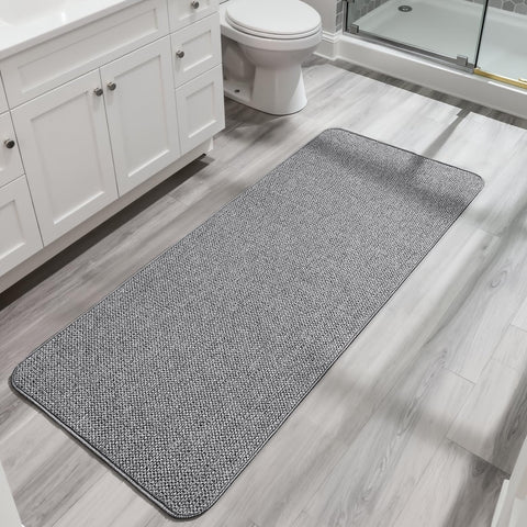 Bosap bath mat with ultra-thin backing fits under doors for seamless door clearance.