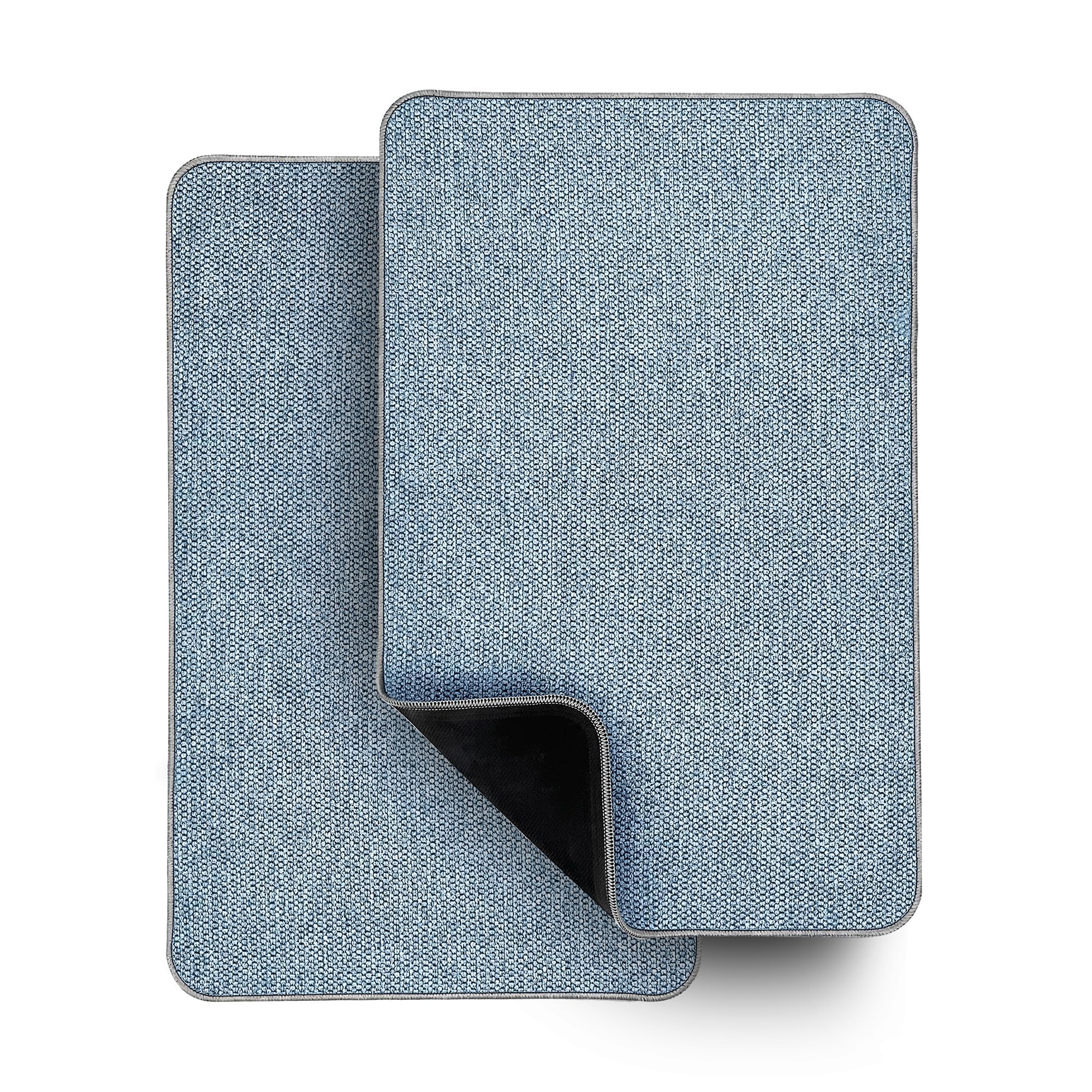 Bosap bath mat under door with ultra-thin rubber backing for a snug fit and snag prevention.