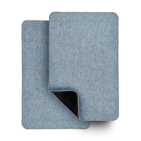 Bosap bath mat under door with ultra-thin rubber backing for a snug fit and snag prevention.