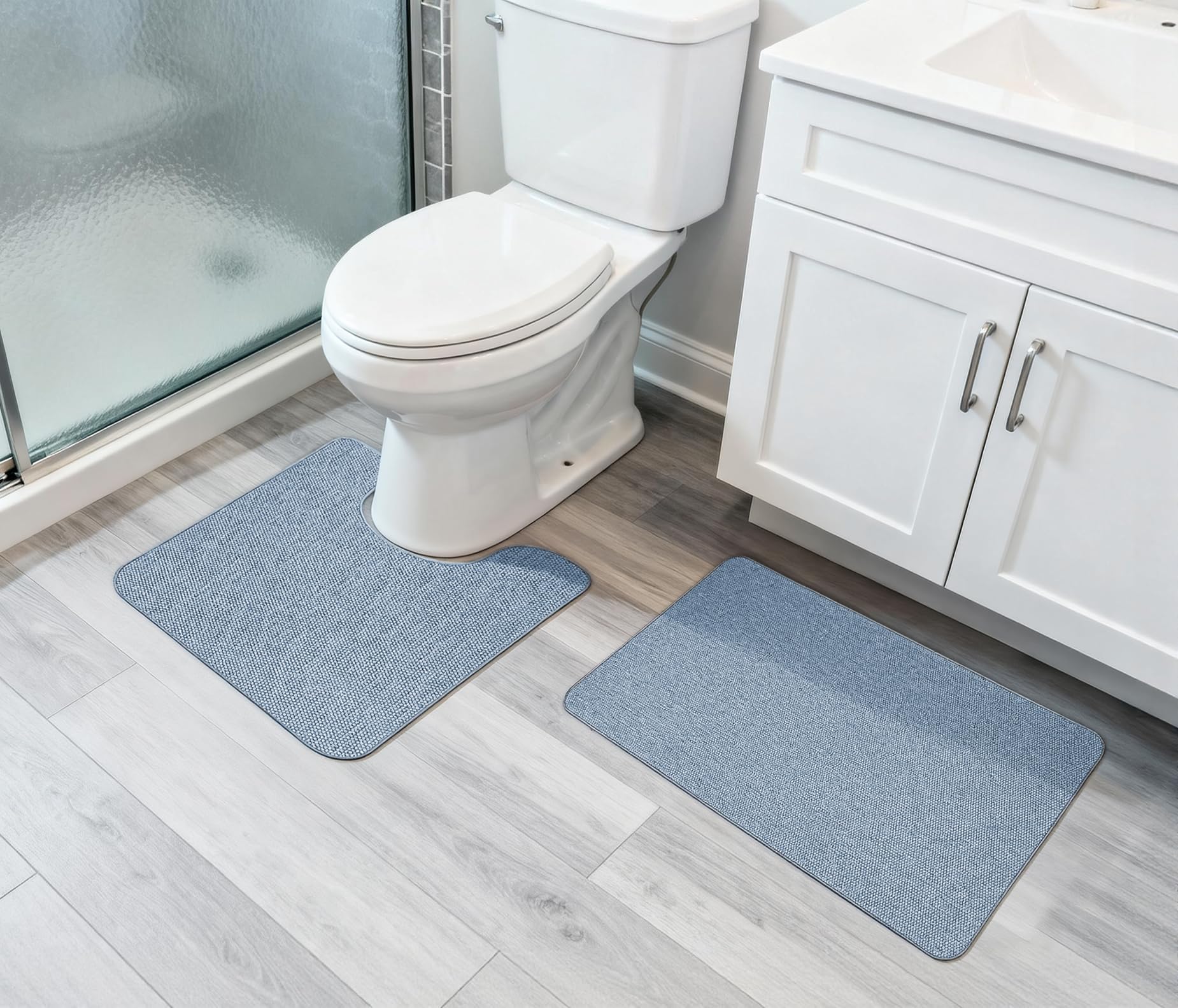 Bosap blue U-shape toilet mat for versatile bathroom use