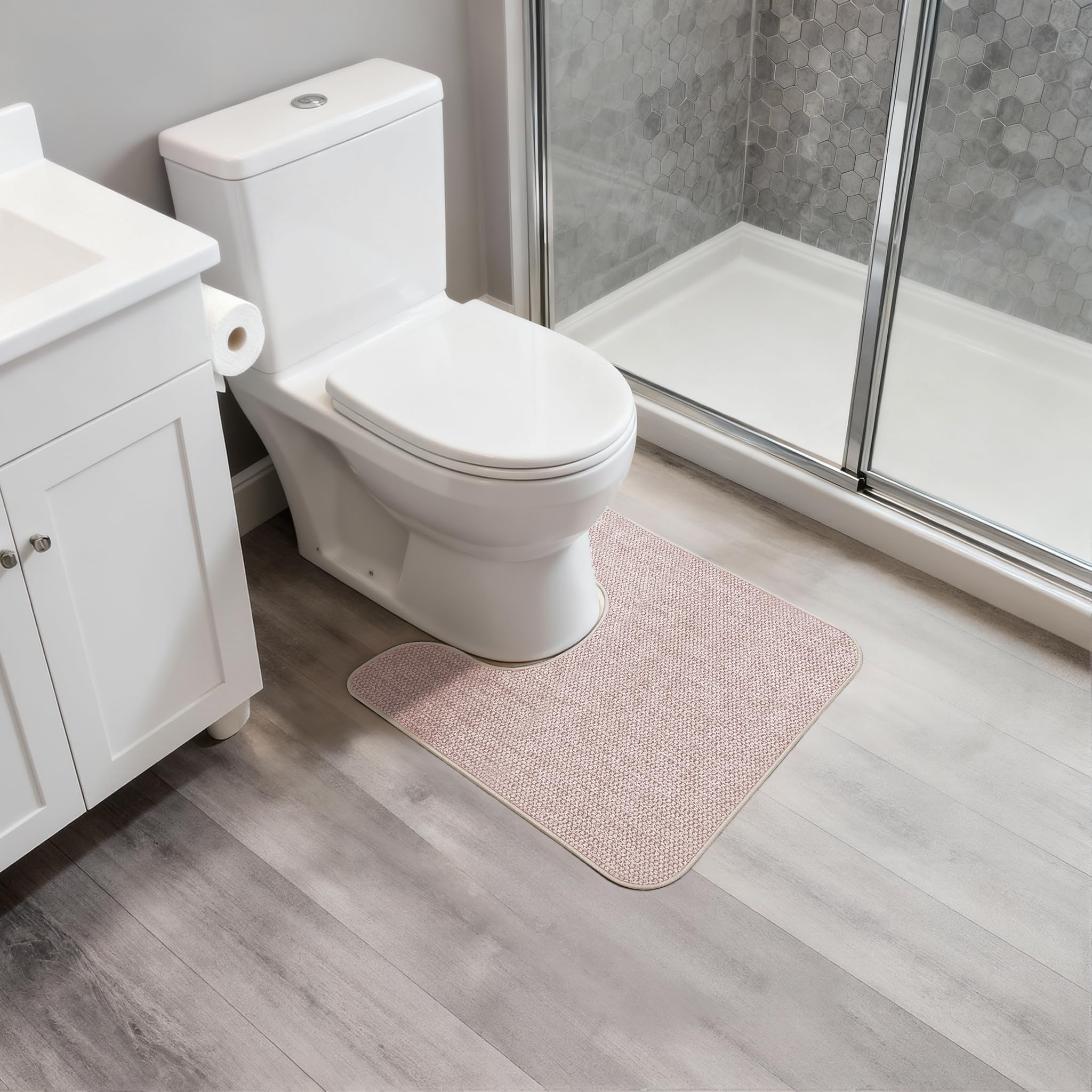 Bosap beige toilet rug fits most toilets for simple setup