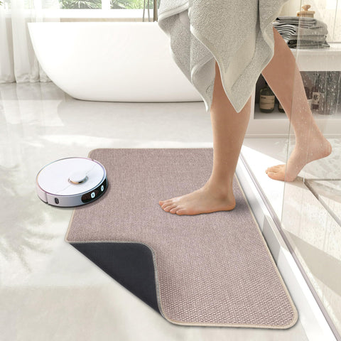 Bosap Beige two-pack bath mats add timeless decor and practicality.
