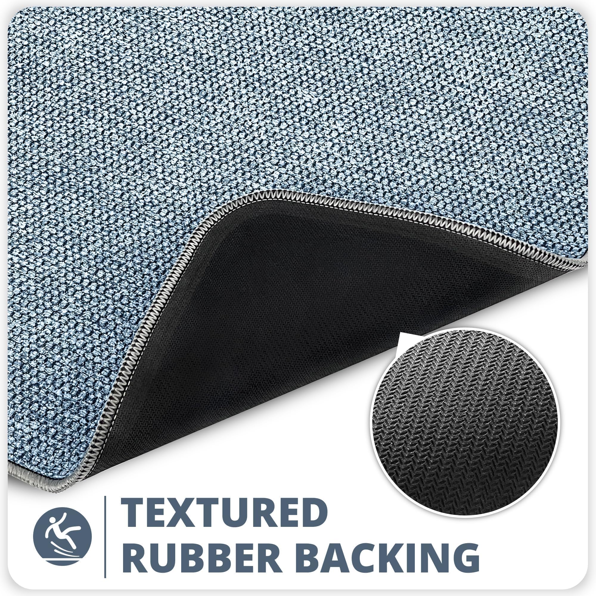 Bosap machine-washable blue rug ready for easy cleaning.