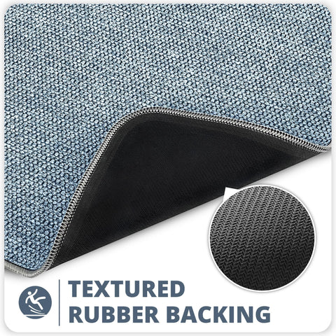 Bosap machine-washable blue rug ready for easy cleaning.