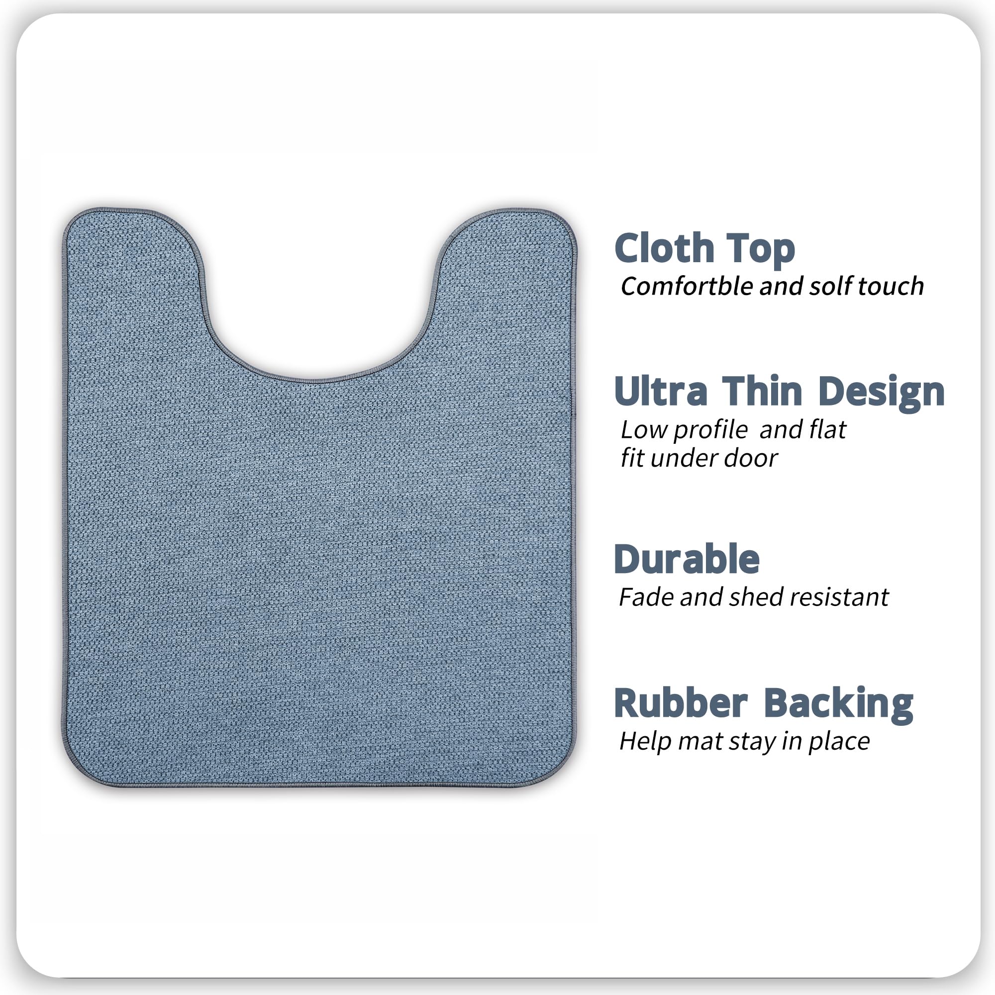 Bosap blue rug showing non-slip backing to prevent slips.