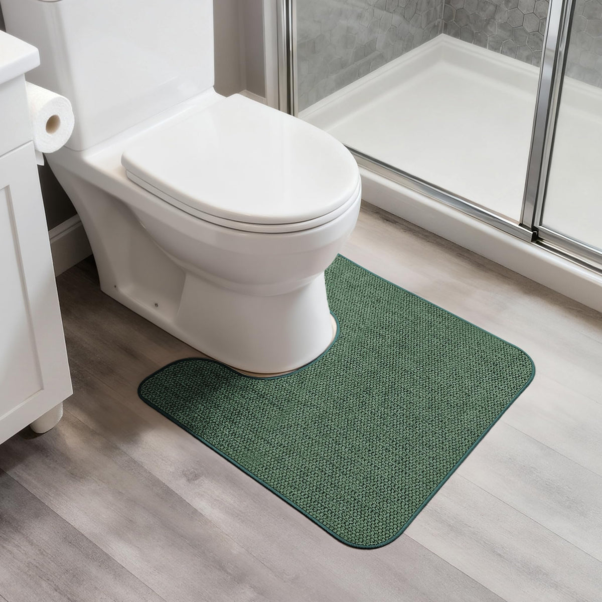 Bosap U-Shaped Toilet Rug Ultra-Thin for seamless door passage.