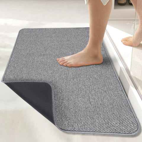 Bosap ultra-thin bath mat under door shows seamless fit