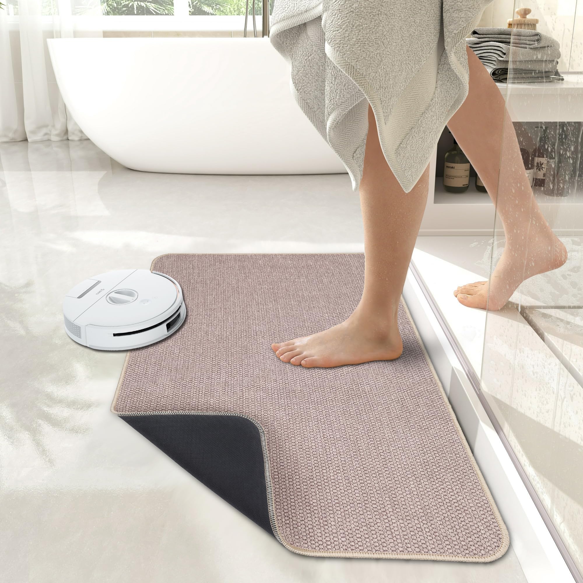 Bosap versatile bath mat suits bathroom, kitchen, or entryways safely