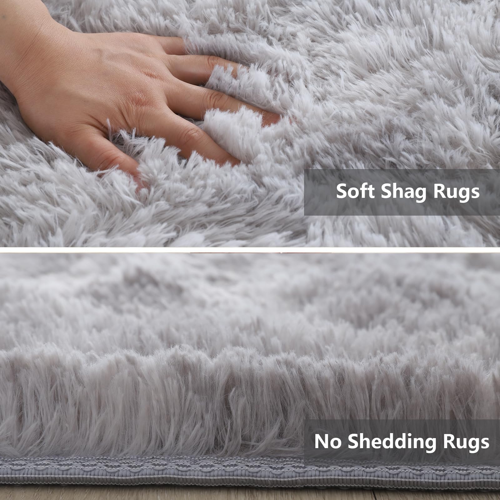 Minimalist grey decor rug complements modern bedrooms and living areas.