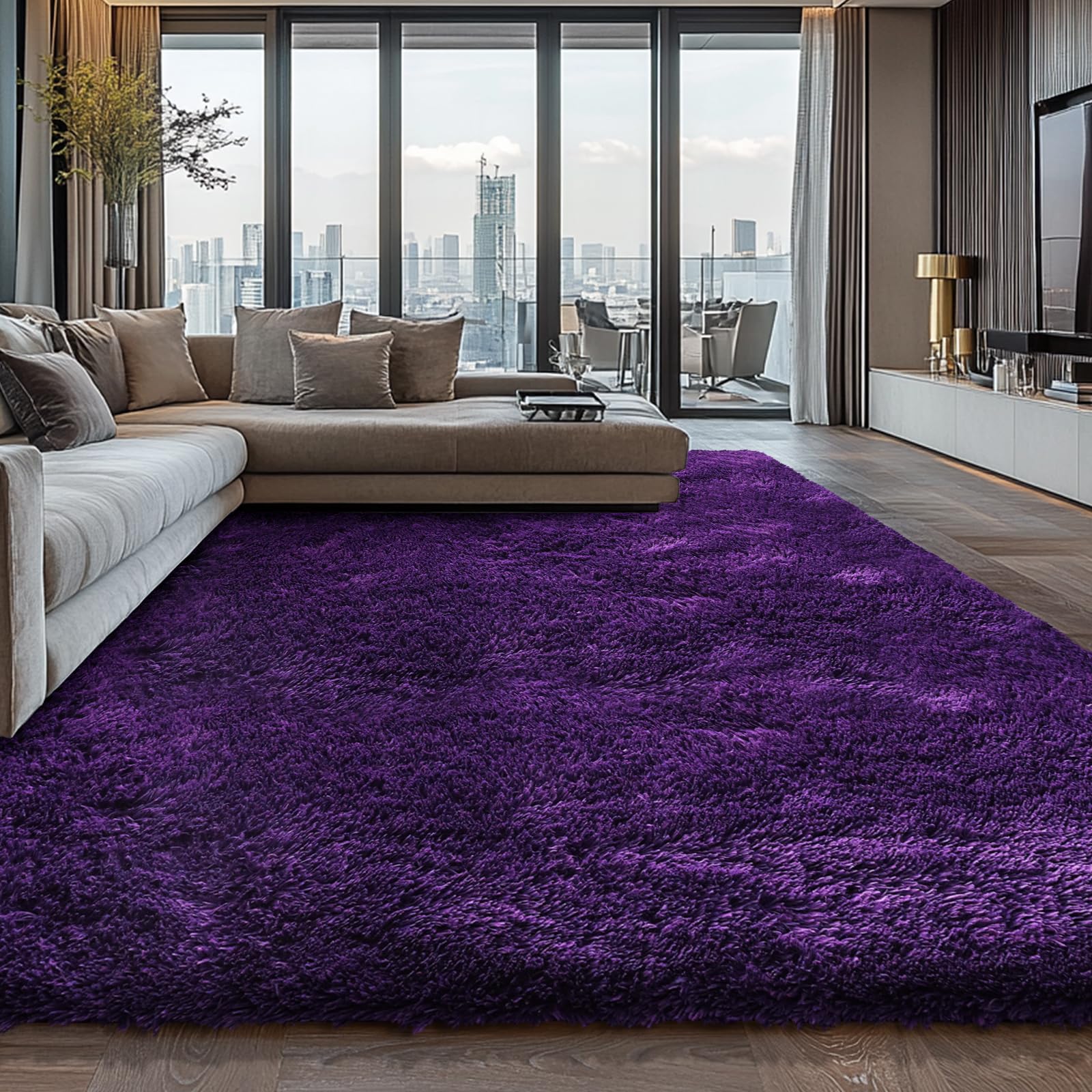 Boshengya non-slip bottom rug stays in place on wood and tile floors.