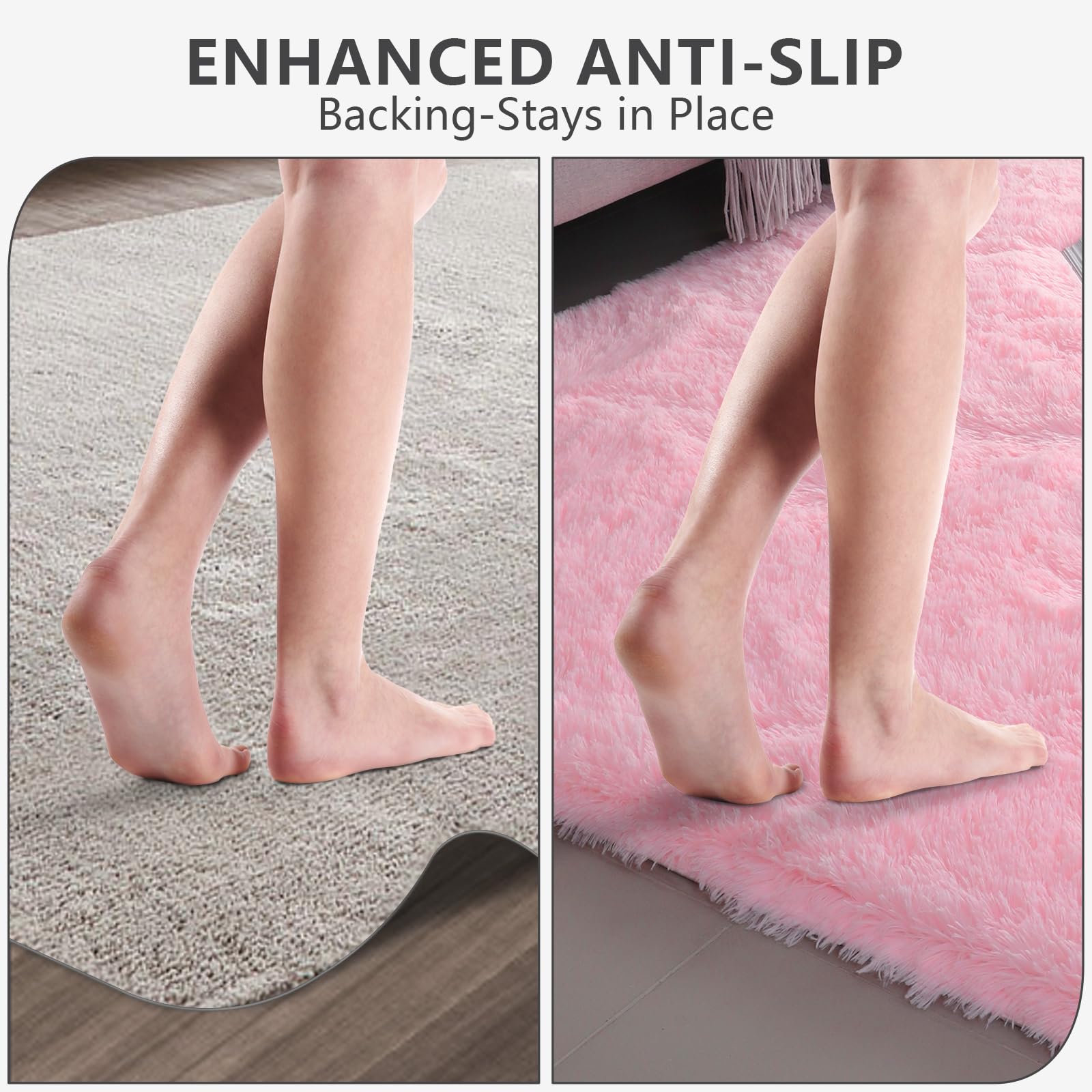 Boshengya pink shag rug in a kid-friendly play area for soft crawls