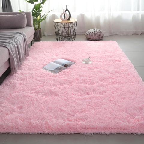 Boshengya pink shag rug with plush fur top for cozy feet