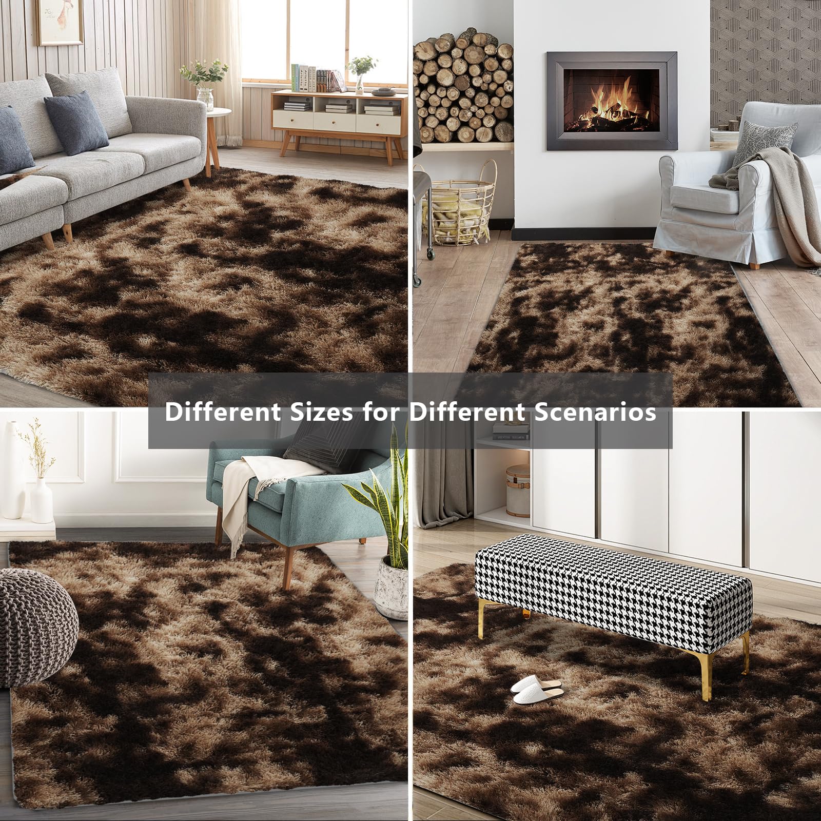 Boshengya Shag Rug mottling brown color enhances living spaces.