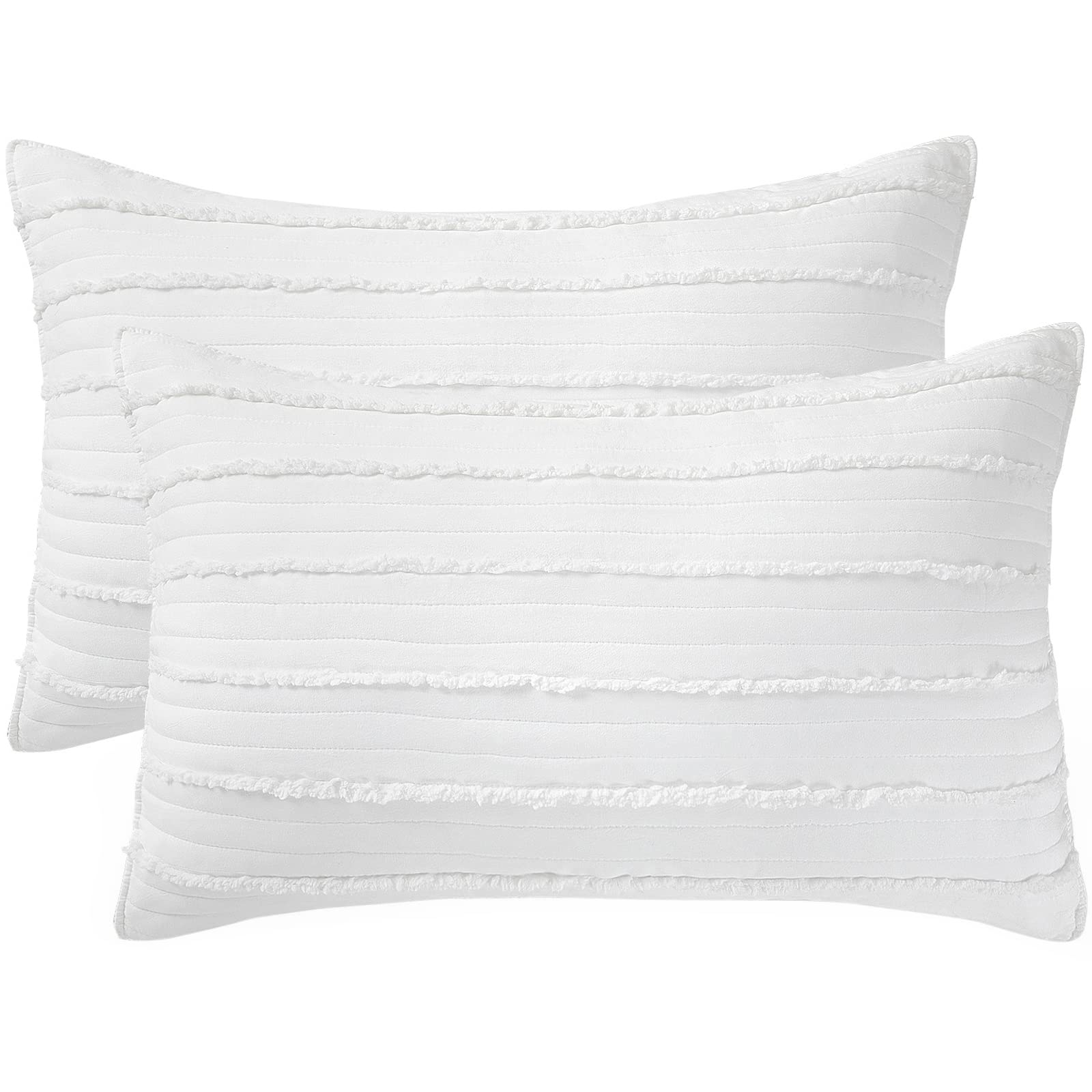 BOSOWOS king-size pillow shams in white with envelope closure for easy pillow insertion.