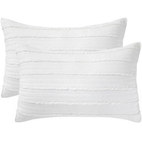 BOSOWOS king-size pillow shams in white with envelope closure for easy pillow insertion.
