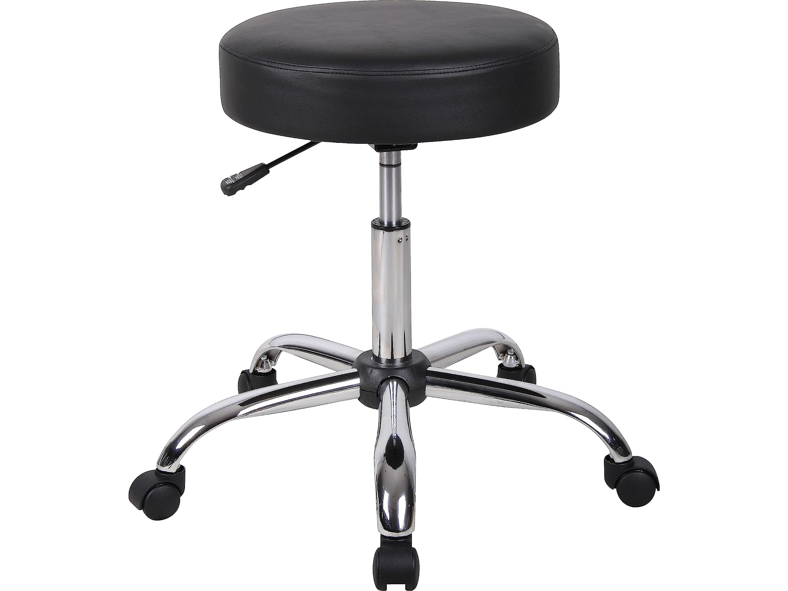 Boss Office Products antimicrobial vinyl stool with black seat for easy cleaning.
