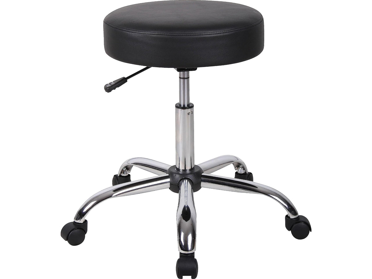Boss Office Products antimicrobial vinyl stool with black seat for easy cleaning.