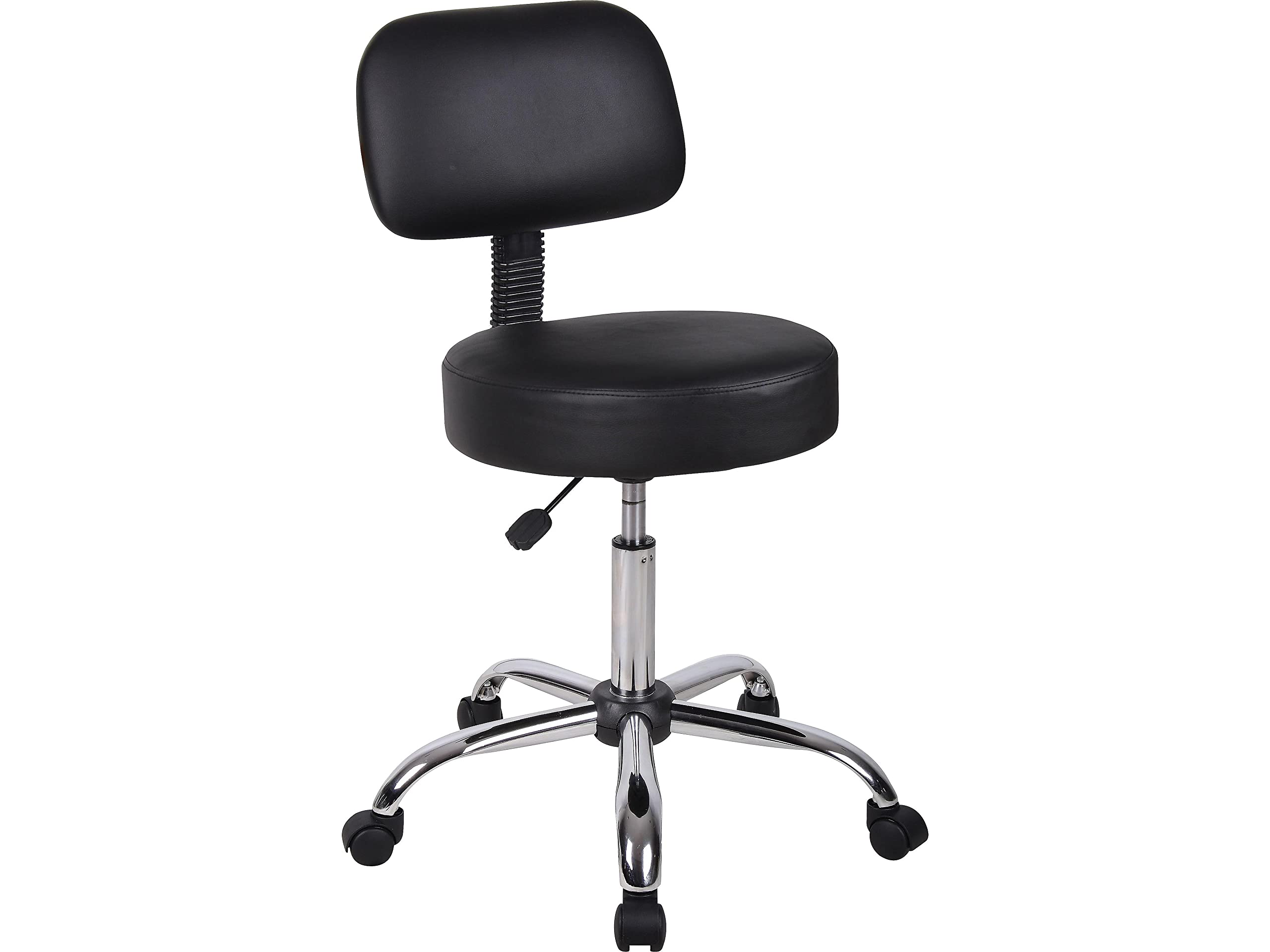 Boss Office Products B245-BK Be Well stool back cushion supports posture during treatments.