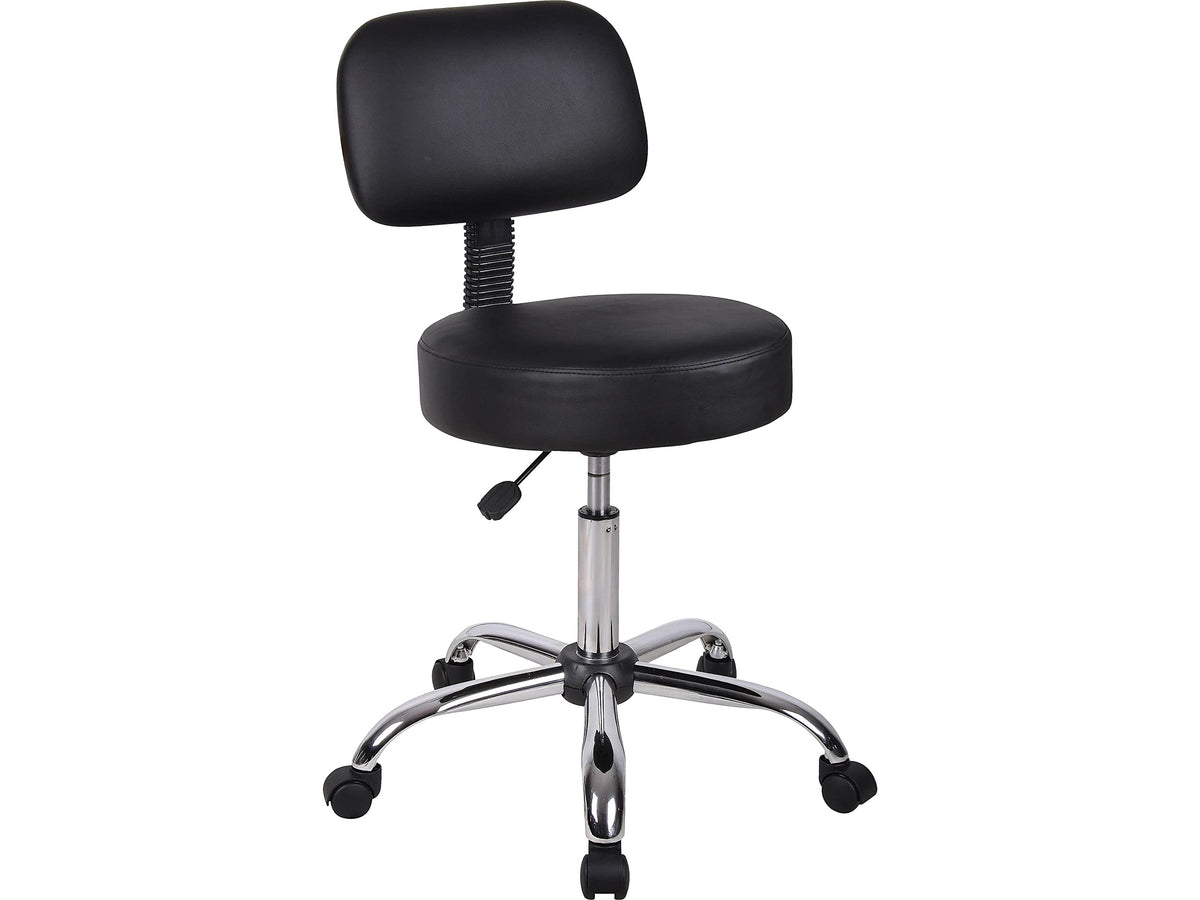 Boss Office Products B245-BK Be Well stool back cushion supports posture during treatments.