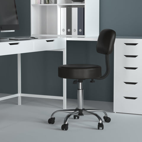 Close-up of the Boss B245-BK Be Well stool seat showing durable antimicrobial vinyl.