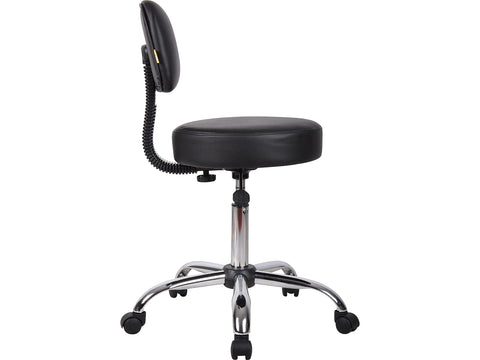 Height-adjustable Boss B245-BK Be Well stool aligns with various work surfaces.