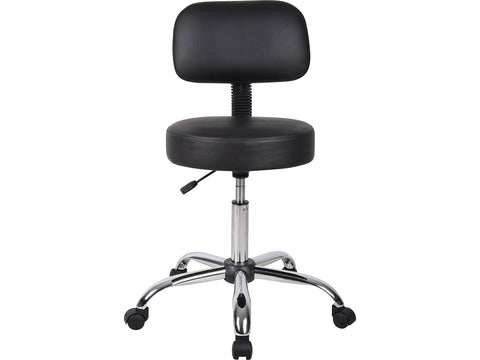 Chrome foot ring on the Boss B245-BK Be Well stool enhances stability and posture.