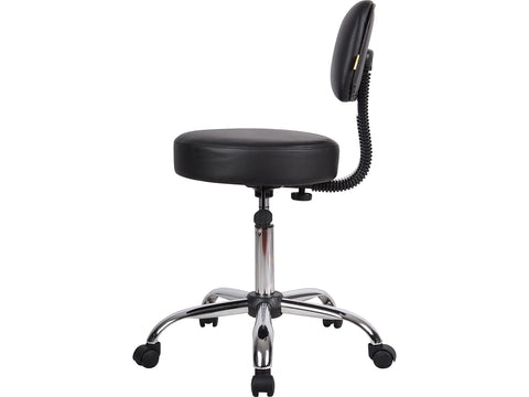 Dual-wheel casters on the Boss B245-BK Be Well stool enable smooth room-to-room moves.