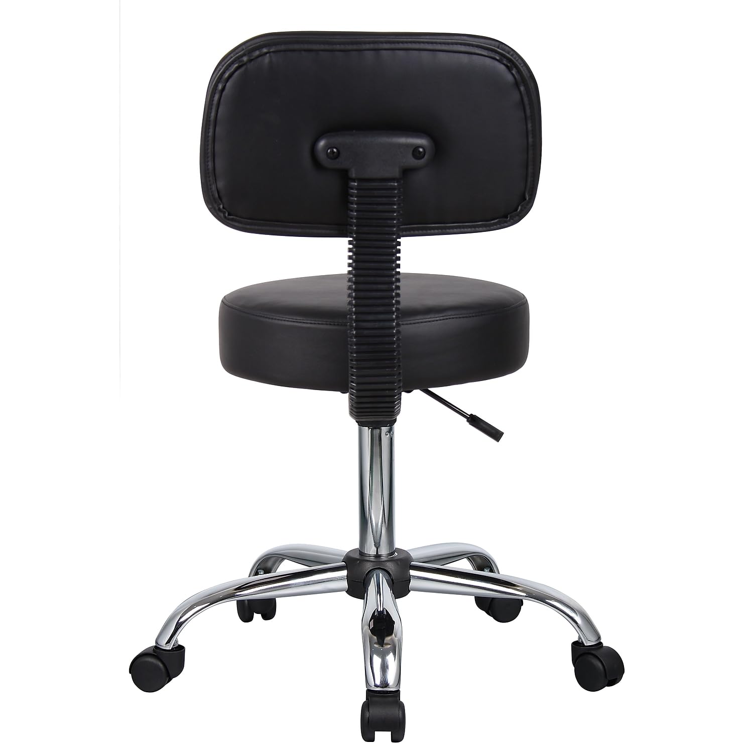 Antimicrobial vinyl upholstery on the Boss B245-BK Be Well stool is easy to clean.