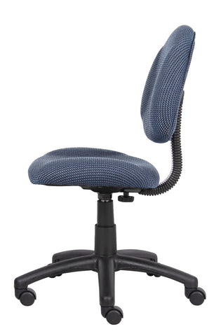 A blue office setup featuring the Boss chair