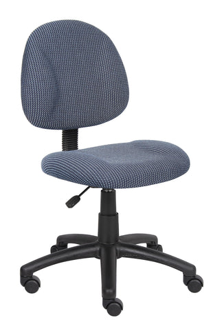 Boss Office Products B315-BE chair in blue tweed demonstrates ergonomic posture features