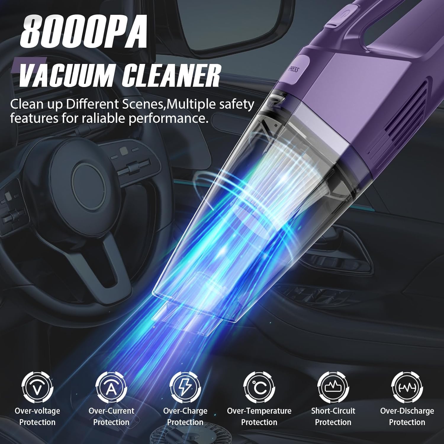 Bossdan lightweight handheld vacuum weighs 1.4 pounds for effortless one-handed use