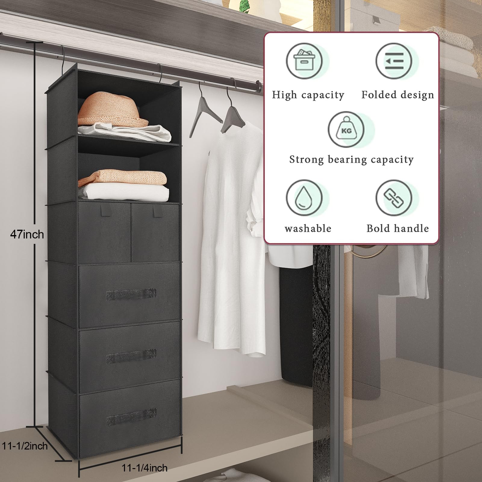 Bosuelife heavy-load design supports jackets and bulky items safely