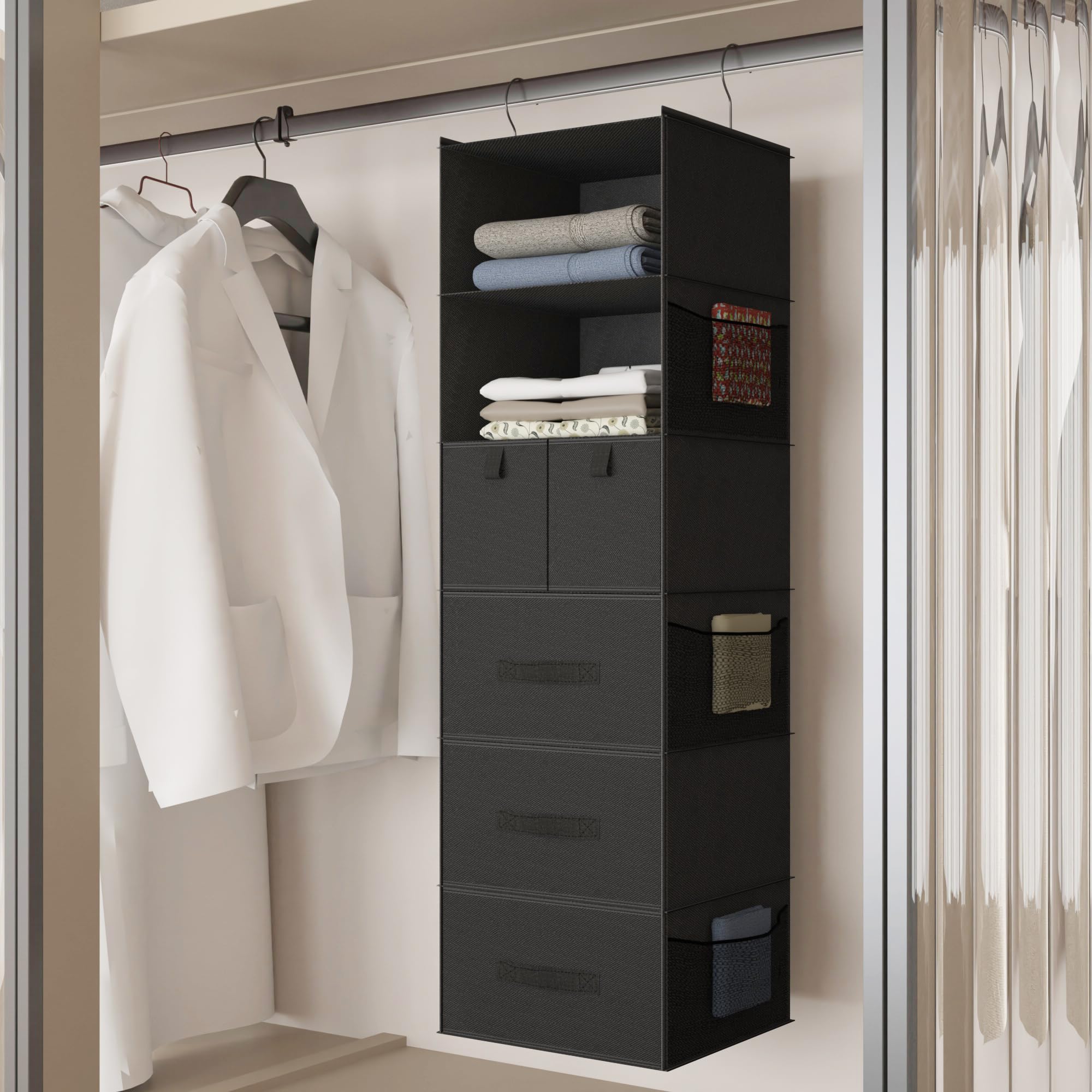Bosuelife metal-hooks closet organizer adding extra hanging space