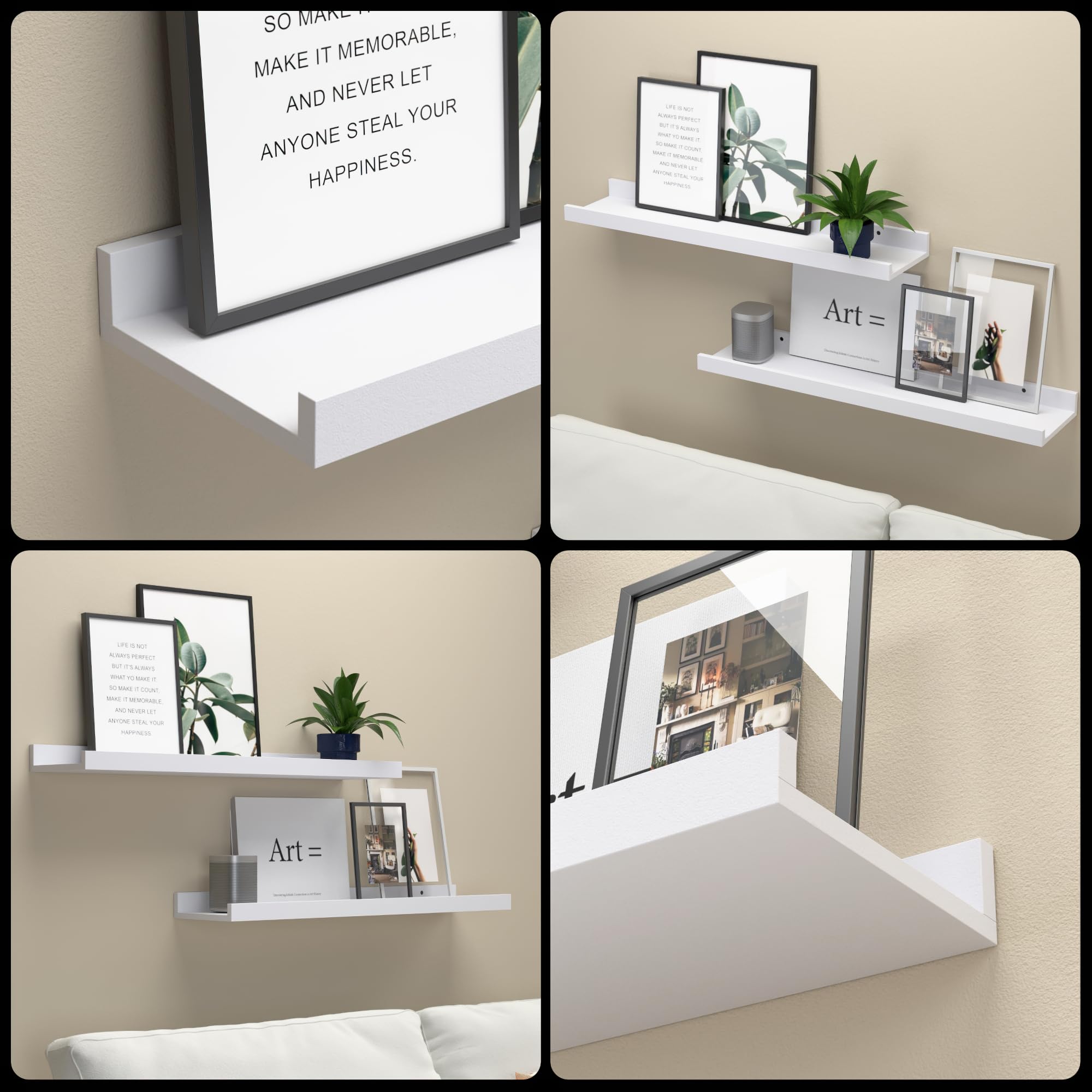 Easy-mount Boswillon shelves with included hardware for quick wall setup