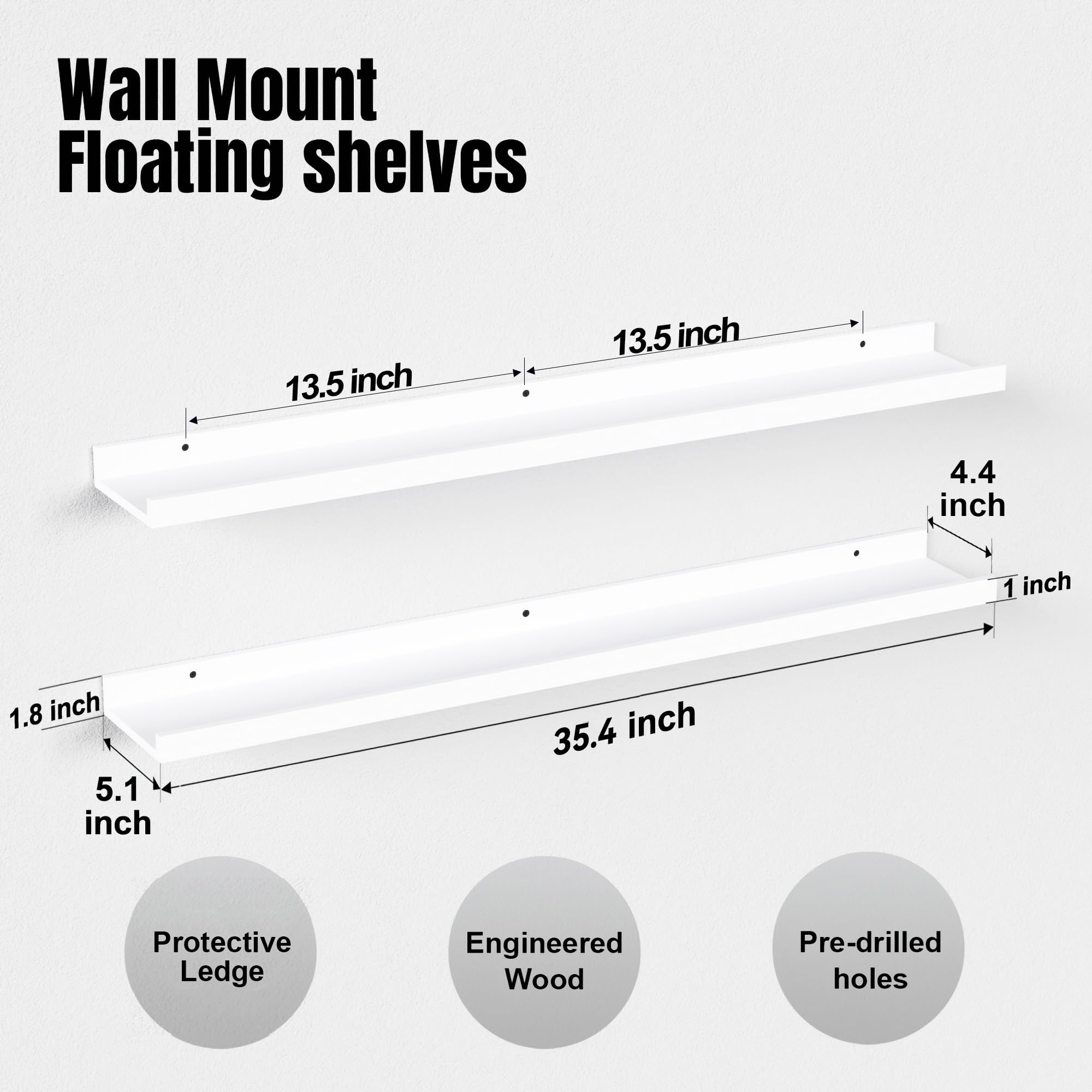 Boswillon white-front lip protects items from sliding off on display.