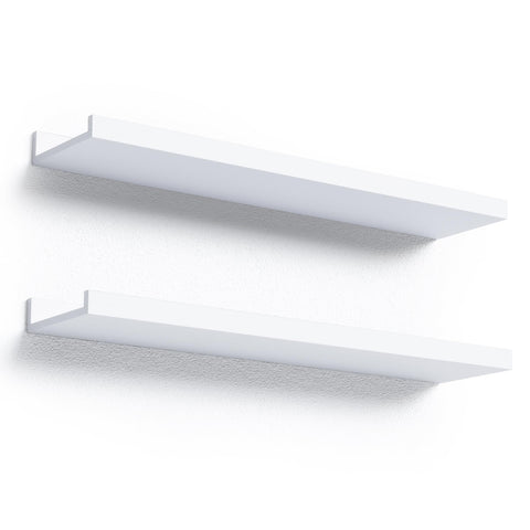 Boswillon floating shelves with front lip preventing slips, ideal for display in any room