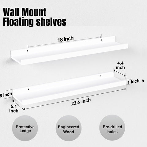 Sturdy engineered wood Boswillon shelves support up to 20 lbs for versatile display